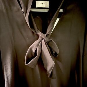 7 For All Mankind Black Blouse with Tie Neck NWT